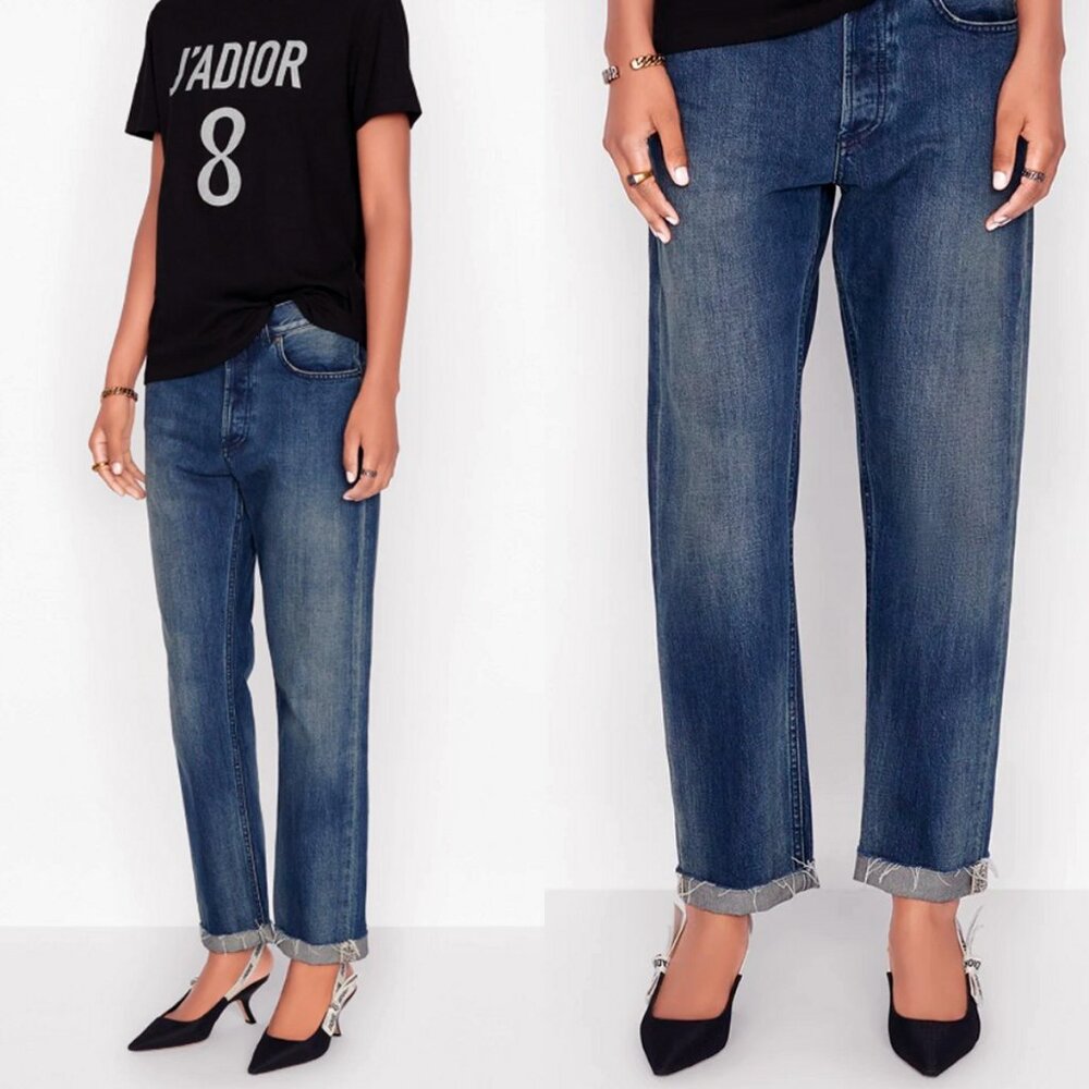 DIOR 30 Montaigne Boyfriend Jeans FR44 US12 Blue Japanese Selvedge Cotton